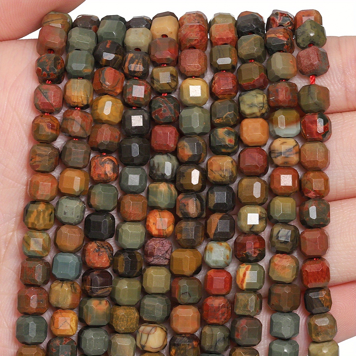 Picasso Jasper Loose Beads, 5mm Square for Jewelry Making